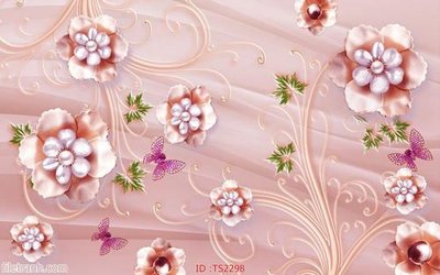 File tranh File hoa trang sức 3d TS2298 (bản gốc) in lụa dán tường