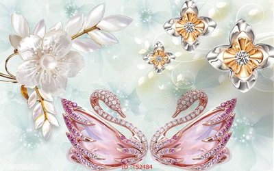 File tranh File hoa trang sức 3d TS2484 (bản gốc) in lụa dán tường