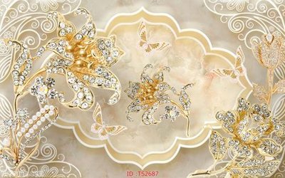 File tranh gốc in trần nhà File hoa trang sức 3d TS2687 3D