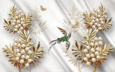 File gốc File hoa trang sức 3d TS3001 (in lụa) trang trí tường