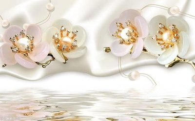 File gốc File hoa trang sức 3d TS3336 (in lụa) trang trí tường