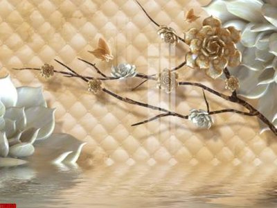 File tranh gốc File tranh hoa trang sức in tường 3d TS5059 (bản quyền) file PSD