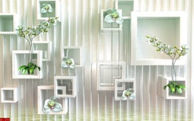 File gốc File tranh hoa trang sức in tường 3d TS5172 (in tráng gương) sang trọng