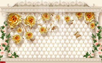 File tranh File tranh hoa trang sức in tường 3d TS5221 (bản gốc) in lụa 3D