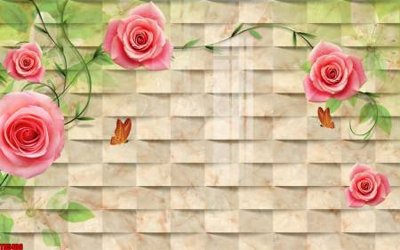 File tranh File tranh hoa trang sức in tường 3d TS5406 (bản gốc) in lụa 3D