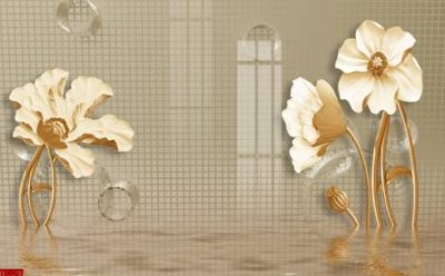 File tranh gốc in trần nhà File tranh hoa trang sức in tường 3d TS5577 3D