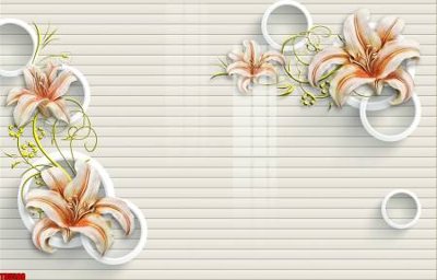 File in lụa File tranh hoa trang sức in tường 3d TS5599 (tân cổ điển) File tranh hoa trang sức in tường 3d TS5599