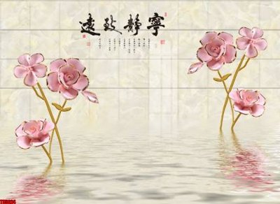 Download file gốc File tranh hoa trang sức in tường 3d TS5624 (in lụa) hoa lá