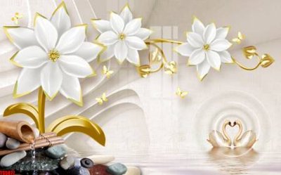 Tải file File tranh hoa trang sức in tường 3d TS5877 (gốc) chủ đề tâm linh