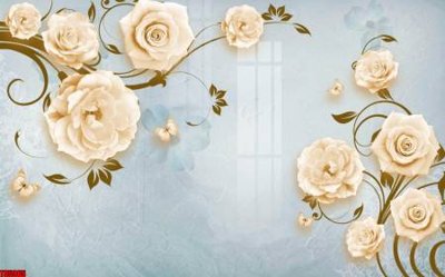 File ảnh File tranh hoa trang sức in tường 3d TS5965 (gốc) cho trang trí nội thất