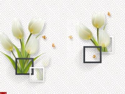 File gốc File tranh hoa trang sức in tường 3d TS5971 (in tráng gương) nghệ thuật