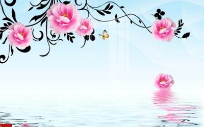 File gốc File tranh hoa trang sức in tường 3d TS6006 (in tráng gương) sang trọng