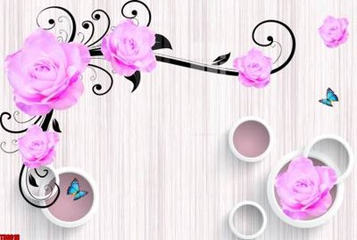 File gốc File tranh hoa trang sức in tường 3d TS6016 (in tráng gương) hiện đại