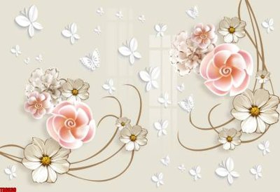 File tranh File tranh hoa trang sức in tường 3d TS6039 (gốc) phong cách tối giản