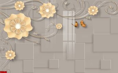 Ảnh gốc File tranh hoa trang sức in tường 3d TS6046 (siêu chi tiết) để in ấn