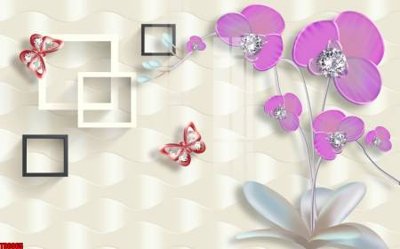 File gốc File tranh hoa trang sức in tường 3d TS6065 cho in ấn và thiết kế