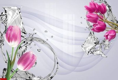 File tranh File tranh hoa trang sức in tường 3d TS6095 (bản gốc) in lụa 5D