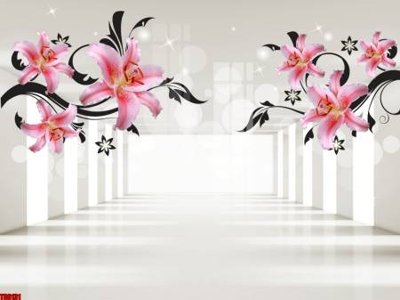 Ảnh gốc File tranh hoa trang sức in tường 3d TS6131 (nét căng) in mica