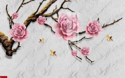 File ảnh File tranh hoa trang sức in tường 3d TS6600 (gốc) trang trí khách sạn