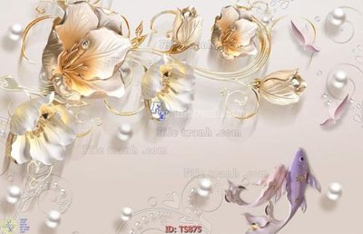 File tranh gốc in trần nhà File hoa trang sức TS875 3D