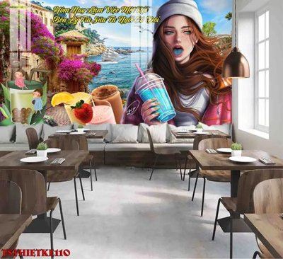 File PSD File tranh dán tường quán trà sữa TSthietke110 (bản gốc) dễ dàng edit