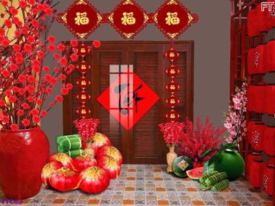 Hình ảnh file gốc in lụa file in baner tết 2024 phông tiểu cảnh tết TTC63