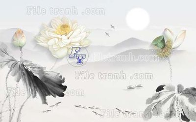 File tranh File tranh gốc tranh tường hoa thủy mặc trung quốc TTQ140 (gốc) in vải canvas