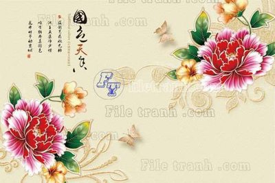 Download file gốc File tranh gốc tranh tường hoa thủy mặc trung quốc TTQ142 (in mica) 3D