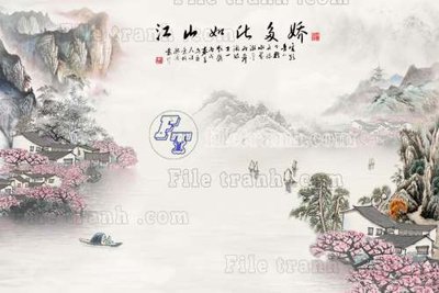 File ảnh File tranh gốc tranh tường hoa thủy mặc trung quốc TTQ153 (gốc) in Hiflex