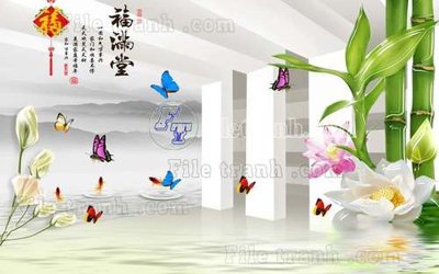 File tranh in trần File tranh gốc tranh tường hoa thủy mặc trung quốc TTQ159 (ảnh gốc siêu nét)