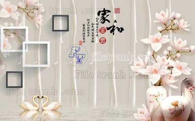 Download file gốc File tranh gốc tranh tường hoa thủy mặc trung quốc TTQ163 (in mica) trong suốt