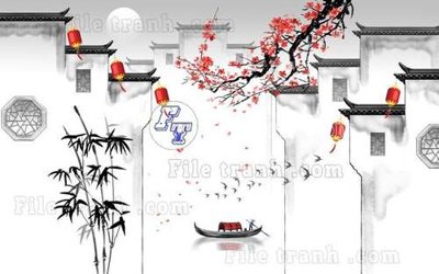 File in trần File tranh gốc tranh tường hoa thủy mặc trung quốc TTQ170 (bản gốc) đại dương