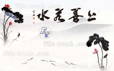 File gốc File tranh gốc tranh tường hoa thủy mặc trung quốc TTQ194 (PNG) nền trong suốt