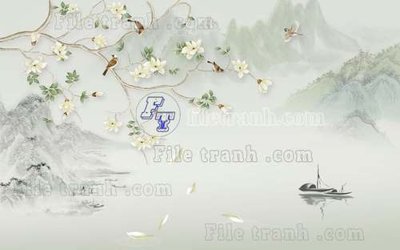 Tải file File tranh gốc tranh tường hoa thủy mặc trung quốc TTQ204 (gốc) làm file thiết kế