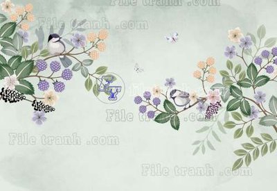 File gốc File tranh gốc tranh tường hoa thủy mặc trung quốc TTQ206 (in lụa) cao cấp