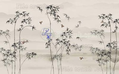 File tranh File tranh gốc tranh tường hoa thủy mặc trung quốc TTQ209 (gốc) phong cách tối giản