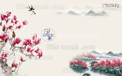 Tải file PSD File tranh gốc tranh tường hoa thủy mặc trung quốc TTQ289 (nguyên layer) để in