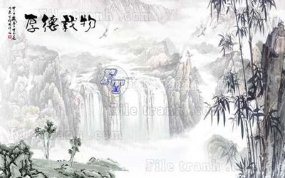 File gốc File tranh gốc tranh tường hoa thủy mặc trung quốc TTQ301 (in lụa) tranh thuận buồm