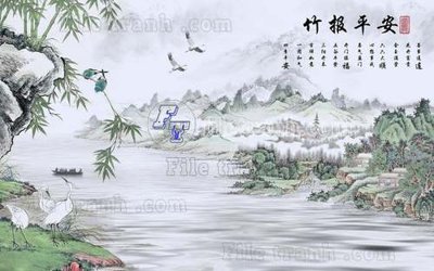 File gốc File tranh gốc tranh tường hoa thủy mặc trung quốc TTQ303 (in tráng gương) sang trọng