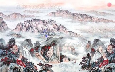 File tranh File tranh gốc tranh tường hoa thủy mặc trung quốc TTQ310 (gốc) in trên kính