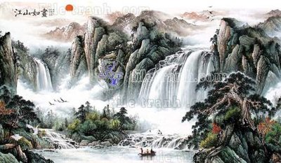 File gốc File tranh gốc tranh tường hoa thủy mặc trung quốc TTQ312 (PNG) không nền chất lượng