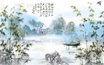 File in trần File tranh gốc tranh tường hoa thủy mặc trung quốc TTQ313 (bản gốc) đại dương