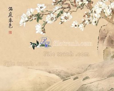 File in trần File tranh gốc tranh tường hoa thủy mặc trung quốc TTQ351 (bản gốc) mây trời