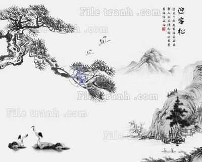 Hình ảnh file gốc in lụa File tranh gốc tranh tường hoa thủy mặc trung quốc TTQ362