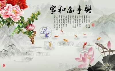 Hình ảnh file gốc in trần nhà File tranh gốc tranh tường hoa thủy mặc trung quốc TTQ379