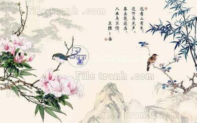 File in mica File tranh gốc tranh tường hoa thủy mặc trung quốc TTQ380 (ảnh gốc) đẹp
