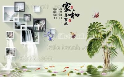 File gốc File tranh gốc tranh tường hoa thủy mặc trung quốc TTQ391 (PSD/TIFF) độ phân giải cao