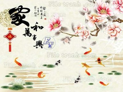File gốc File tranh gốc tranh tường hoa thủy mặc trung quốc TTQ401 (in 3D) cho trang trí