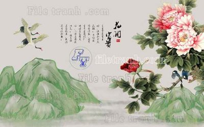 File PSD File tranh gốc tranh tường hoa thủy mặc trung quốc TTQ409 (gốc) cho in quảng cáo