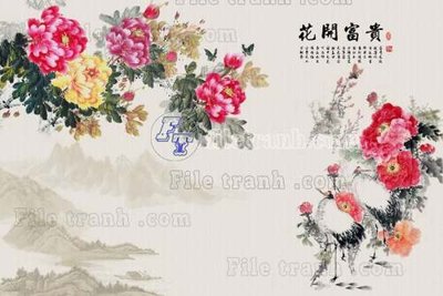 File gốc File tranh gốc tranh tường hoa thủy mặc trung quốc TTQ410 (in lụa) tranh phong thủy